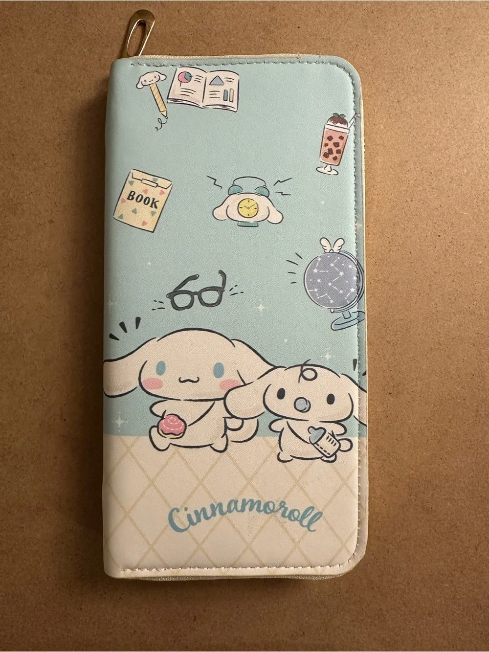 Character Light Blue Faux Leather Zip Around Wallet
